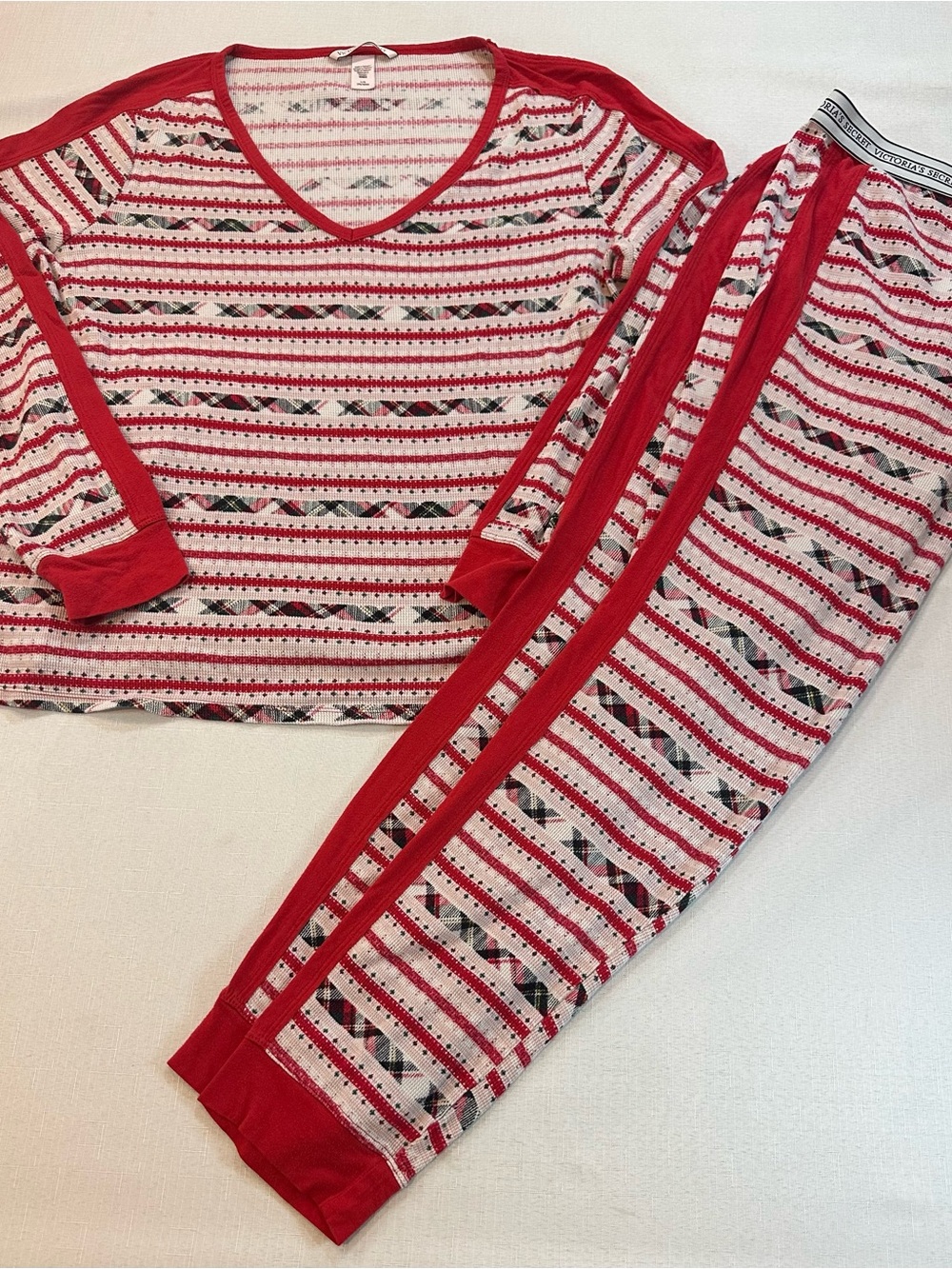 Victoria’s Secret Red Plaid Thermal Pajama Set Women’s L